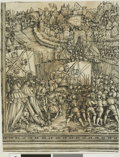 De campagne in Hongarije, uit De Triomfboog van Maximiliaan I door School of Albrecht Dürer
