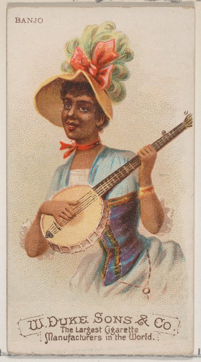 Banjo, uit de serie Muziekinstrumenten N82 voor Duke merk sigaretten, 1888 door Schumacher and Ettlinger