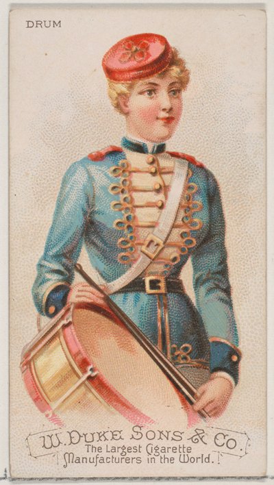 Drum, uit de serie Muziekinstrumenten N82 voor Duke sigaretten, 1888 door Schumacher and Ettlinger