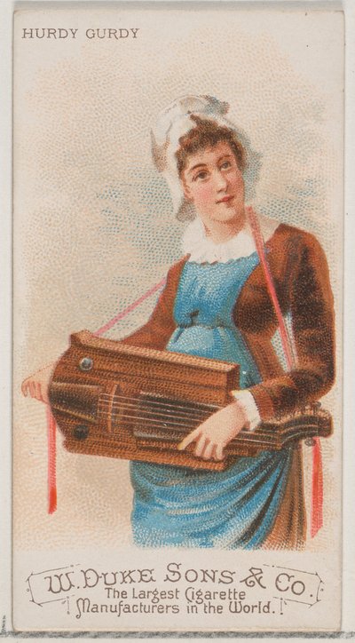 Draailier, uit de serie Muziekinstrumenten N82 voor Duke sigarettenmerk, 1888 door Schumacher and Ettlinger