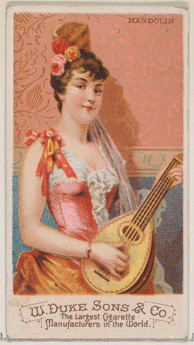 Mandoline, uit de serie Muziekinstrumenten N82 voor Duke sigaretten, 1888 door Schumacher and Ettlinger