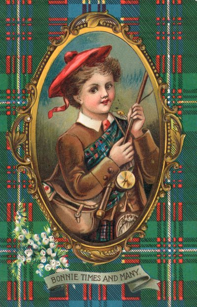 Britse nieuwjaarskaart (kleurenlitho) door Scottish School