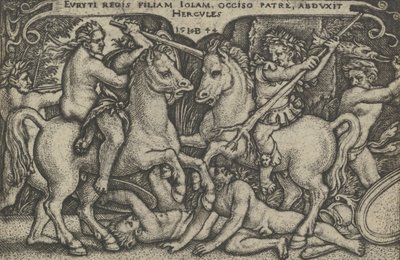 Hercules ontvoert Iole, uit De Werken van Hercules door Sebald Beham