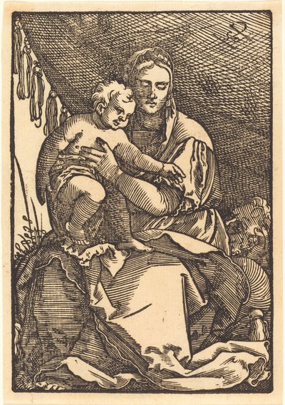 Madonna en kind onder een baldakijn door Sebald Beham