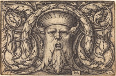 Ornament met een masker door Sebald Beham