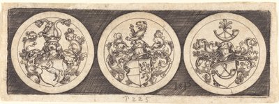 Drie Medailles met Wapenschilden door Sebald Beham