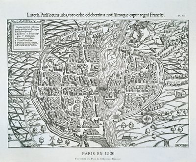 Stadsplan van Parijs c.1530 door Sebastian (after) Münster