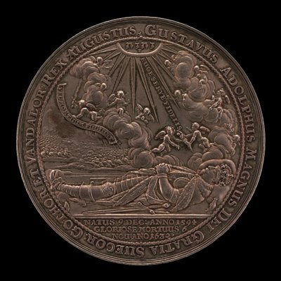 Dood van Gustavus II Adolphus, 1594-1632, Koning van Zweden 1611 [voorzijde], 1634 door Sebastian Dadler