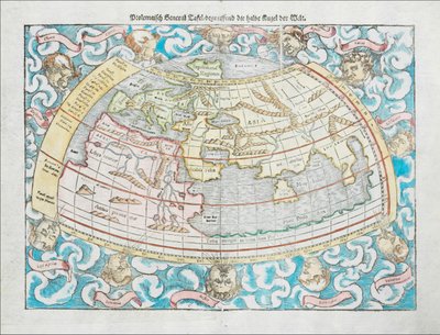 1550 Ptolemeïsche wereldkaart door Sebastian Münster door Sebastian Munster