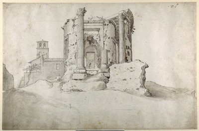 Ruïnes van de Tempel van de Tiburtijnse Sibylle in Tivoli door Sebastian Vrancx