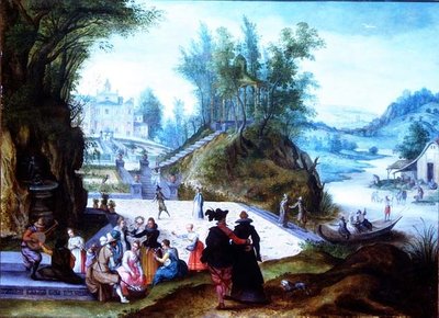 De maanden mei en juni met een capriccio uitzicht op de Villa Borghese door Sebastian Vrancx