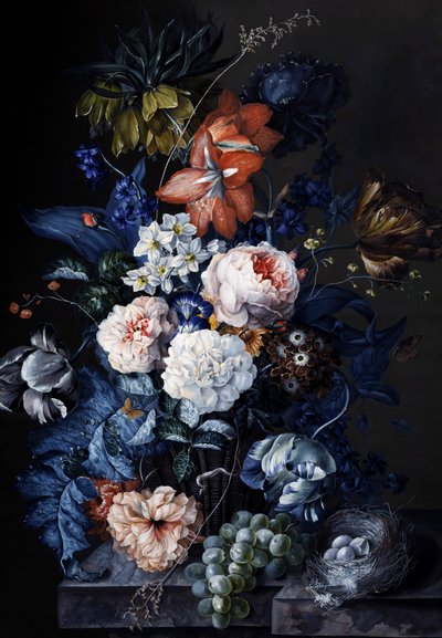 Stilleven met vogelnestje. Schilderij van Sebastian Wegmayr (1776-1857) Privécollectie. door Sebastian Wegmayr