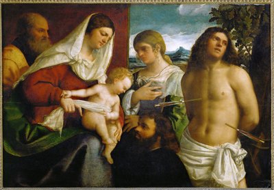 Heilig Gesprek ... door Sebastiano del (c.1485-1547) Piombo