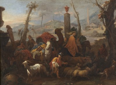 Jacobs reis en de pilaar van Bethel, c.1640 door Sébastien Bourdon