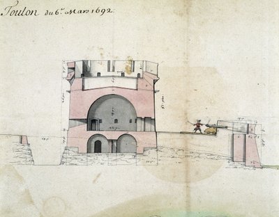Fortificatie van Toulon door Vauban op 06/03/1692 door Sebastien Le Prestre de Vauban