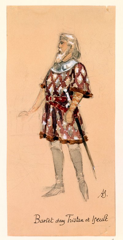 Frankrijk, Parijs, Kostuumschets voor Kurwenal in Tristan en Isolde door Richard Wagner voor uitvoering in Palais Garnier door Segaud Segaud
