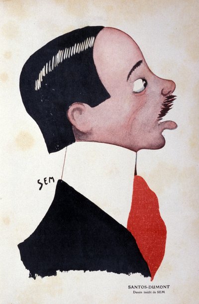Portret van Alberto Santos-Dumont (1873 - 1932), Braziliaanse ingenieur en luchtvaartpionier door Sem (1863 - 1934). door Sem