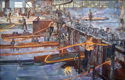 De warmwalserij van de "Rode Nagelmaker" fabriek in Leningrad door Semyon Andreevich Pavlov