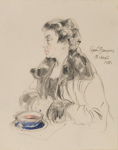 Portret van Jevdokia Sergejevna Morozova 1885-1959 door Sergei Arsenevich Vinogradov
