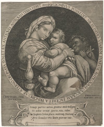 Madonna della sedia Maria met Christuskind en Johannes de Doper door Servatius Raeven