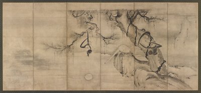 Apen en Bomen aan een Rivieroever, Momoyama periode door Sesson Shukei
