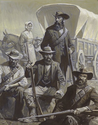 Boerensoldaten en wagen. door Severino Baraldi