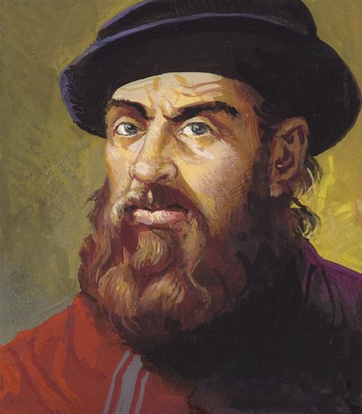 Ferdinand Magellan (gouache op papier) door Severino Baraldi
