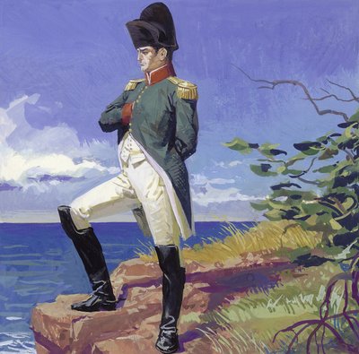 Napoleon in ballingschap op het eiland Sint-Helena (gouache op papier) door Severino Baraldi