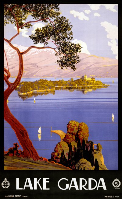 Vintage Poster voor het Gardameer, Italië door Severino Trematore