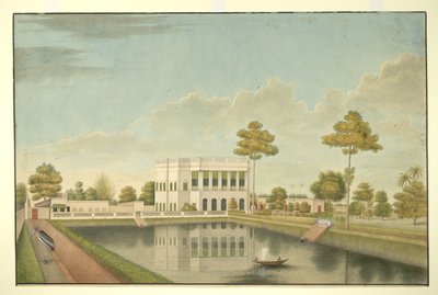 Calcutta huis omgeven door een tuin met tank en bijgebouwen door Shaik Muhammad Amir of Karraya