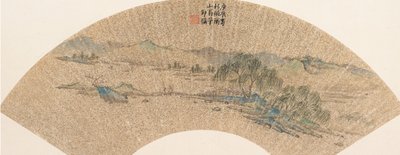 Landschap na Wen Zhengming door Shao Mi