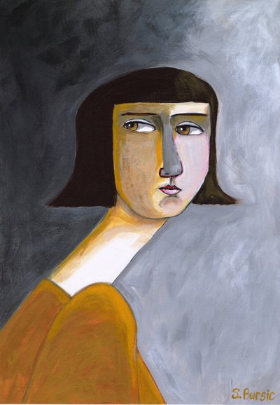 De peinzende blik van een vrouw door Sharyn Bursic