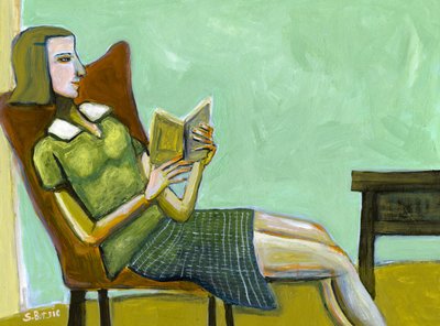 Vrouw die rustig zit te lezen door Sharyn Bursic