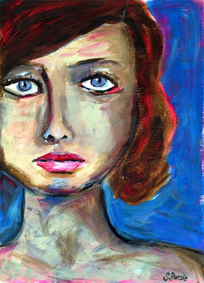 Portret van een bedachtzame vrouw door Sharyn Bursic