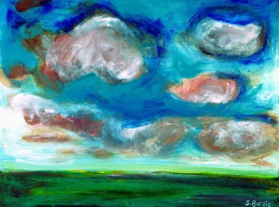 Levendige wolken boven een veld door Sharyn Bursic