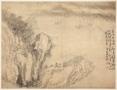 Landschappen en Figuren: Landschap door Shen Huang