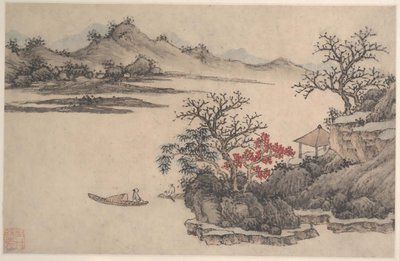 Landschap met herfstbladeren door Shen Zhou