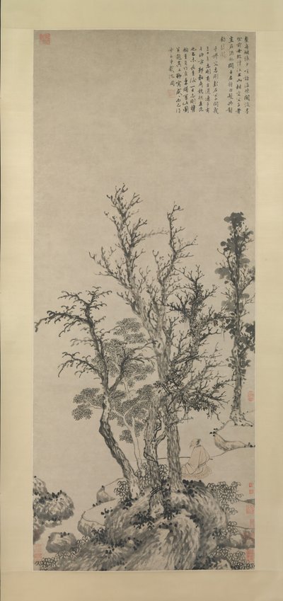Stille visser in een herfstbos door Shen Zhou