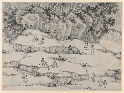 Twaalf uitzichten van Tiger Hill, Suzhou: Het knikkende stenen terras, Tiger Hill..., na 1490 door Shen Zhou