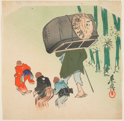 Scène uit de Tong-afgesneden Mus door Shibata Zeshin