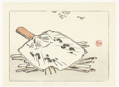 Waaier en aanmaakhoutjes door Shibata Zeshin