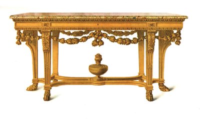 Vergulde tafel met marmeren blad, 1908 door Shirley Charles Llewellyn Slocombe