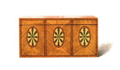 Ingelegde satijnen theekist, 1908 door Shirley Charles Llewellyn Slocombe