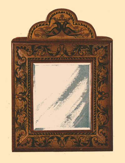 Spiegel met walnoothouten lijst met ingelegd marqueterie door Shirley Charles Llewellyn Slocombe