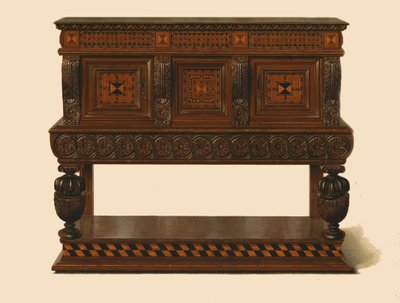 Walnoten- en eikenhouten buffet, 1904 door Shirley Charles Llewellyn Slocombe