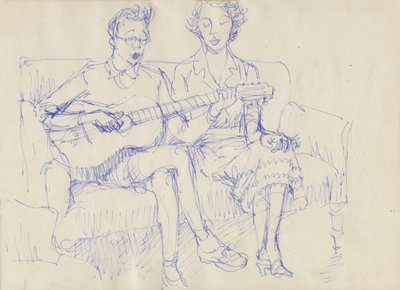 Koppel met een gitaar door Shirley Markham