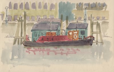 Drijvende Pier op de Theems in Londen, ca. 1950 door Shirley Markham