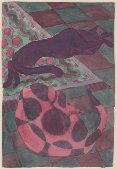 Slapende hond en kat, ca. 1951 door Shirley Markham