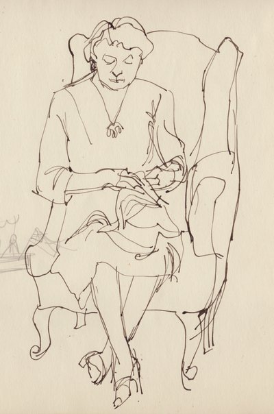 Vrouw die naait, ca. 1950 door Shirley Markham
