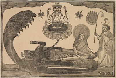 Anantasayan (Vishnu liggend op slang Ananta) door Shri Gobinda Chandra Roy